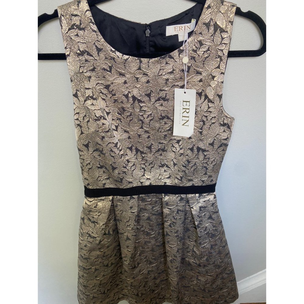 Erin Fetherston Metallic Gold and Black Dress